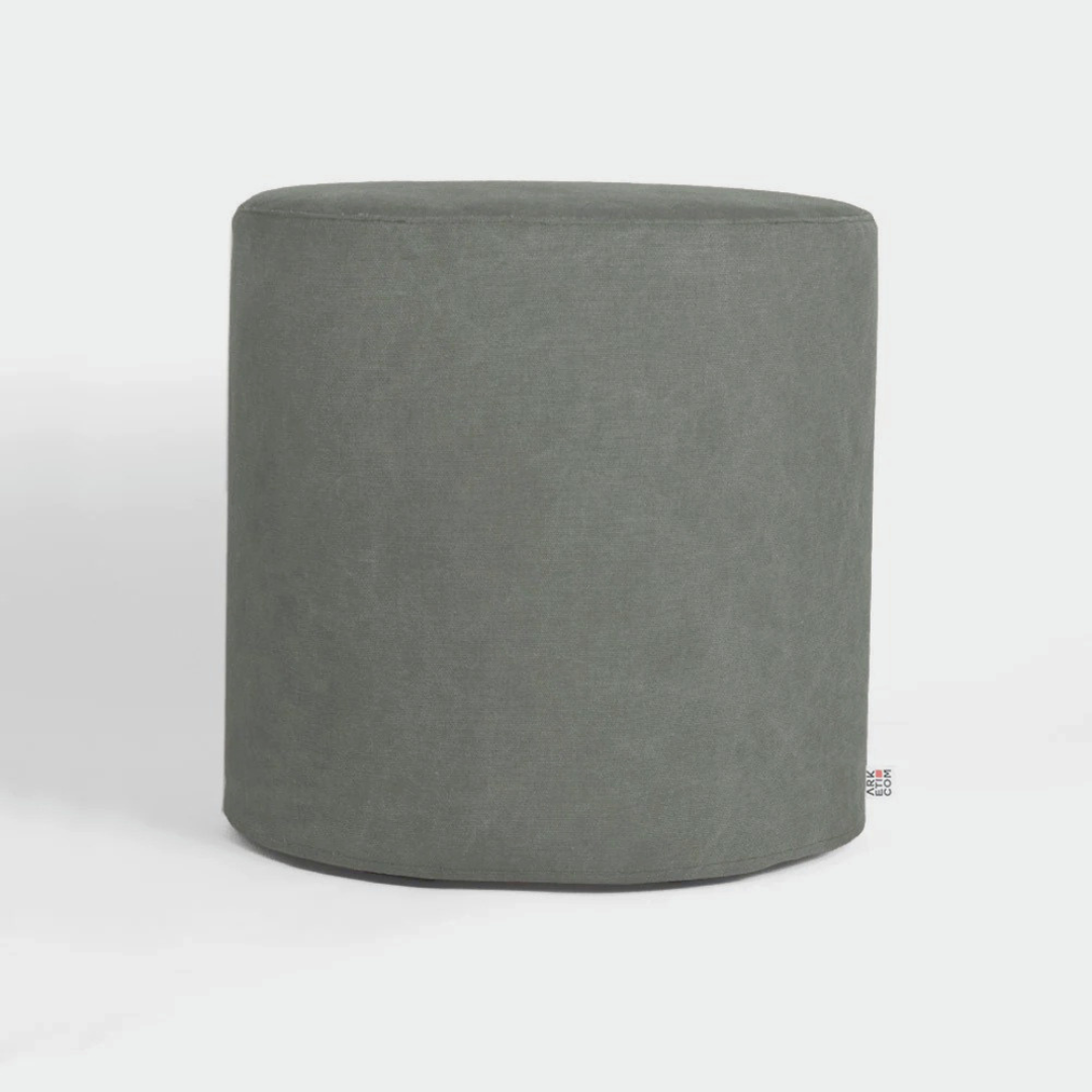 CYLINDER 35, Pouf repose-pieds rond en coton avec pieds 35 x h35