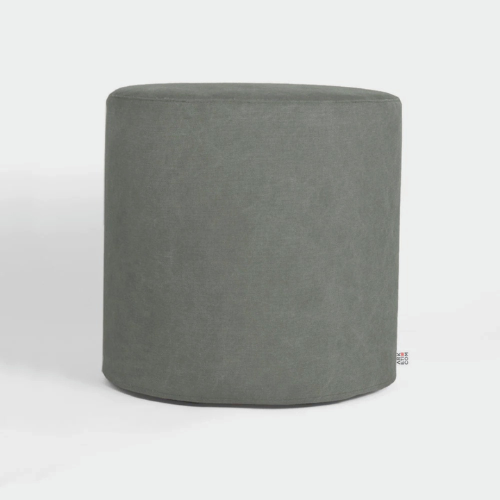 CYLINDER 35, Pouf repose-pieds rond en coton avec pieds 35 x h35