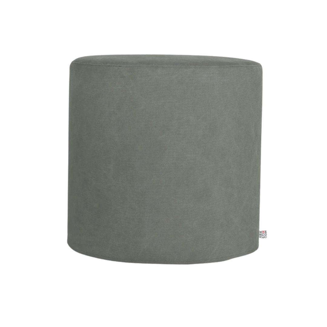 CYLINDER 55, Pouf repose-pieds rond en coton avec pieds 55x h 42