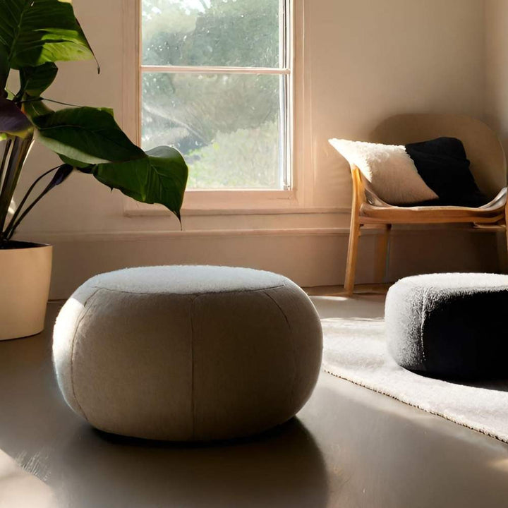 COCOON ECO M,  Pouf Rotondo in Ecopelle 64x45