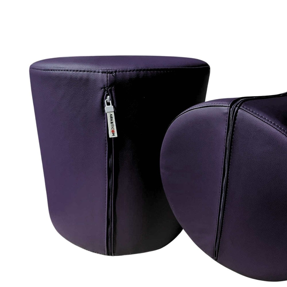 Arketicom, rivestimento in ecopelle per pouf cilindrico Viola