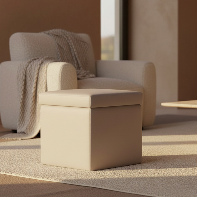 Arketicom Pouf contenitore Ecopelle beige