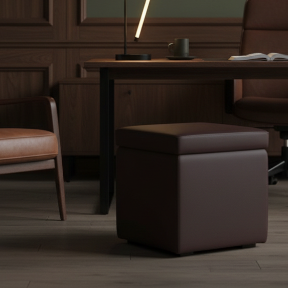 pouf contenitore in ecopelle Arketicom, marrone testa di moro