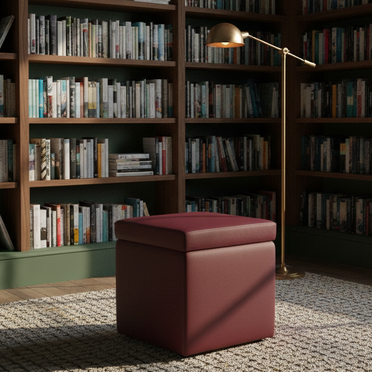 Arketicom Pouf contenitore Ecopelle bordeaux