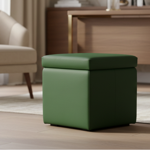 pouf contenitore in ecopelle Arketicom, verde bottiglia