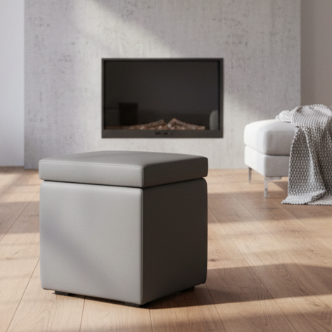pouf contenitore in ecopelle Arketicom, grigio