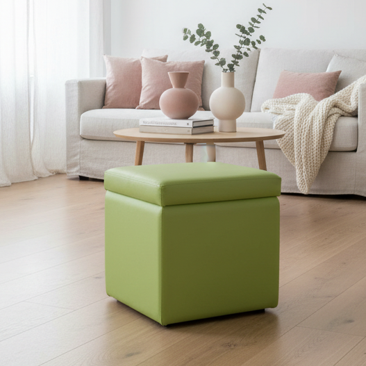 Arketicom Pouf contenitore Ecopelle verde