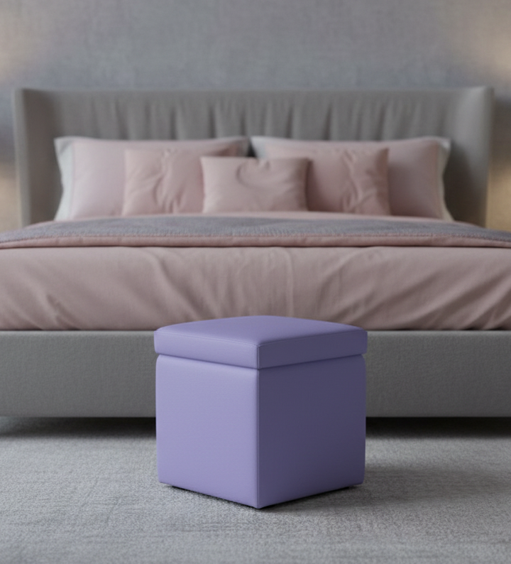 pouf contenitore in ecopelle Arketicom, lilla