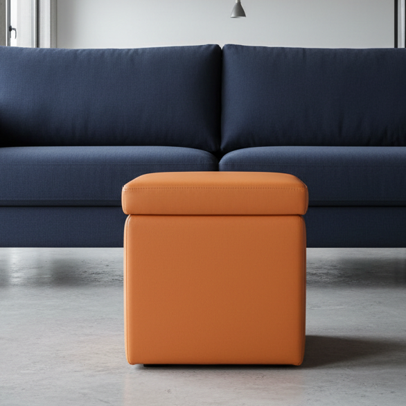 pouf contenitore in ecopelle Arketicom, arancione