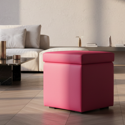 pouf contenitore in ecopelle Arketicom, fucsia