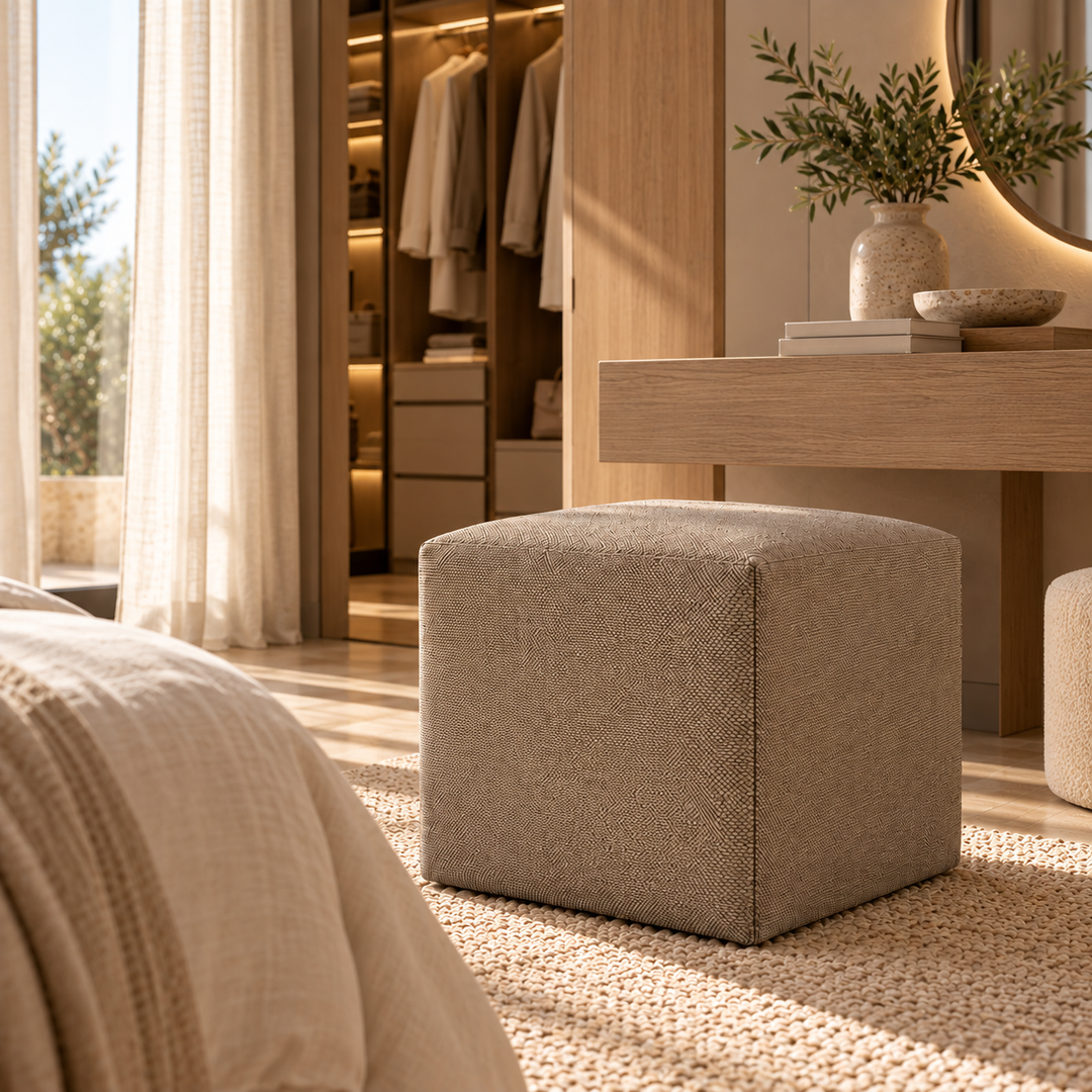 DADO TEX 42, Pouf repose-pieds en coton avec fermeture éclair 42x42 h42
