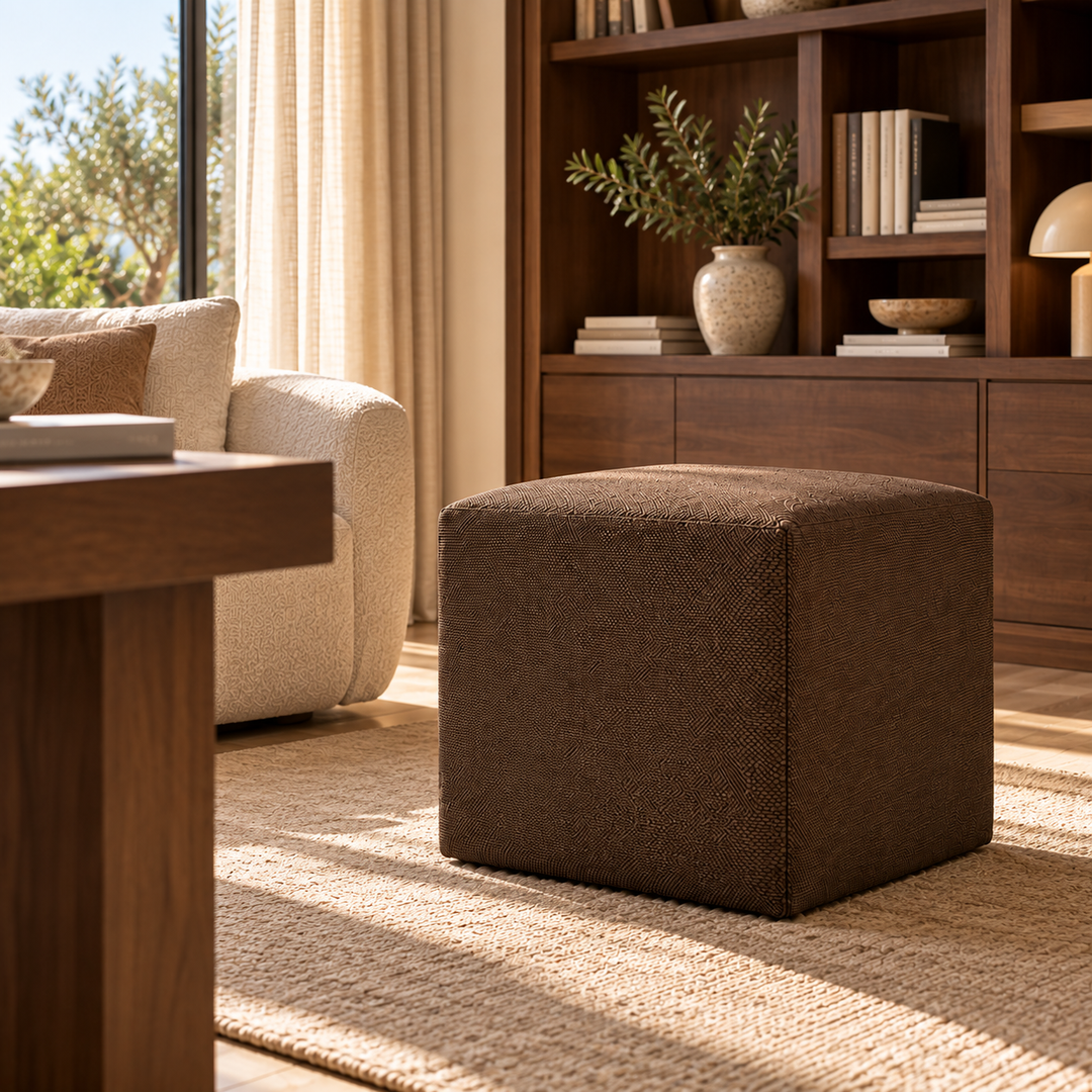 DADO TEX 42, Pouf repose-pieds en coton avec fermeture éclair 42x42 h42