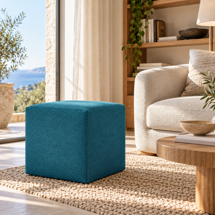 DADO TEX 42, Pouf repose-pieds en coton avec fermeture éclair 42x42 h42