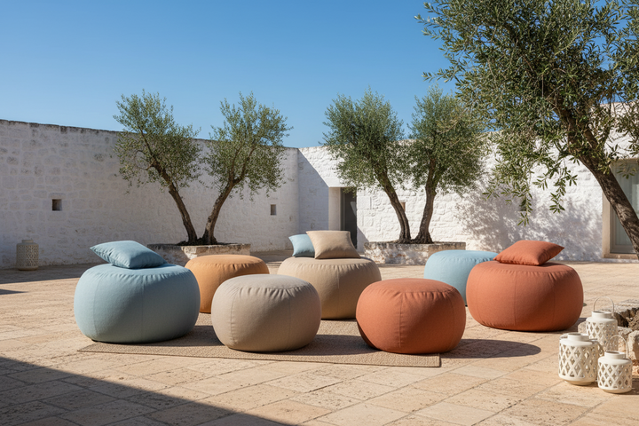 COCOON SOFT M, Pouf Sacco Rotondo in Cotone Sfoderabile 58x40