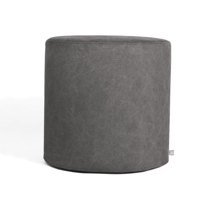 CYLINDER 42, Pouf Poggiapiedi Rotondo in Cotone con Piedini 42 x h42, Grigio-Topo,  Arketicom