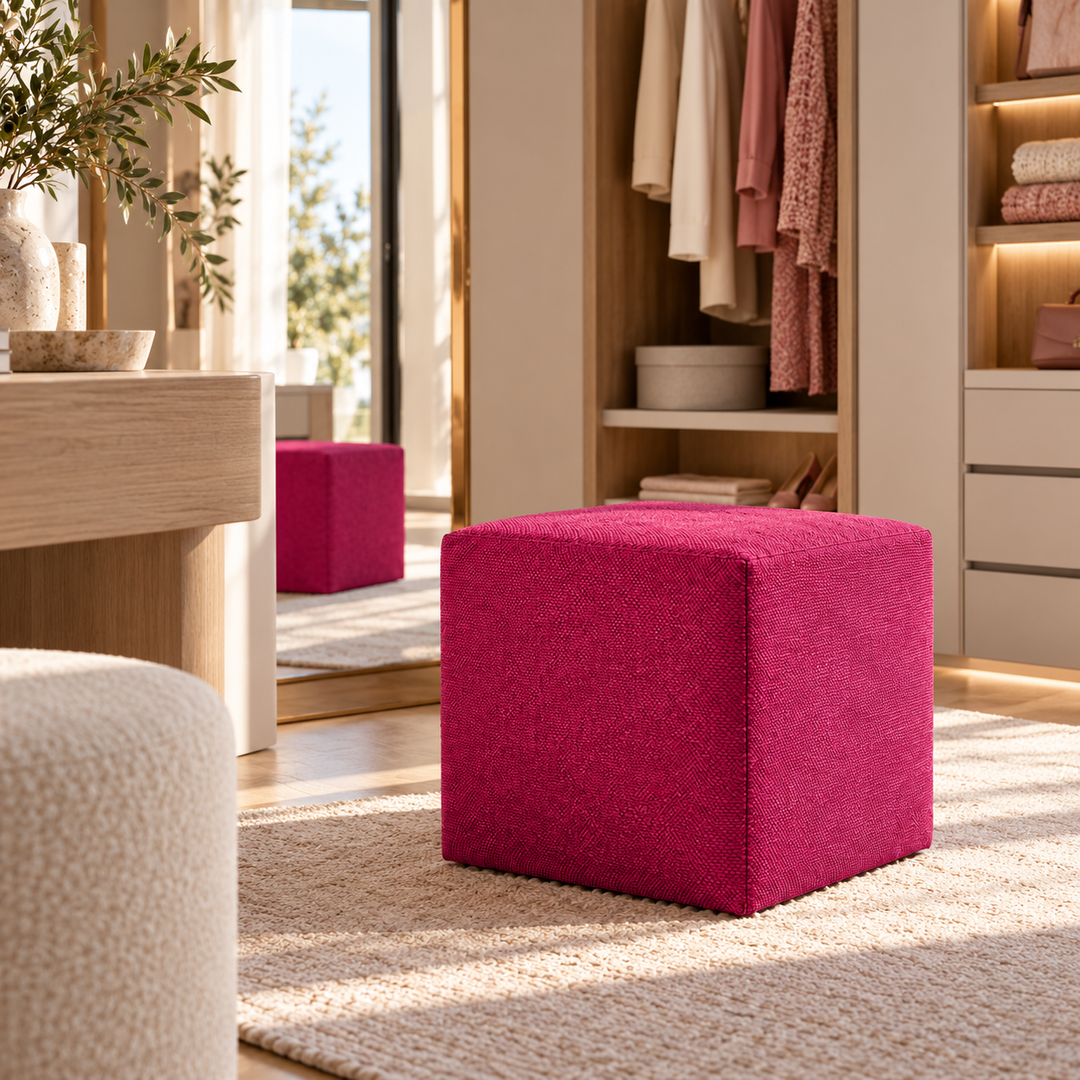 DADO TEX 42, Pouf repose-pieds en coton avec fermeture éclair 42x42 h42
