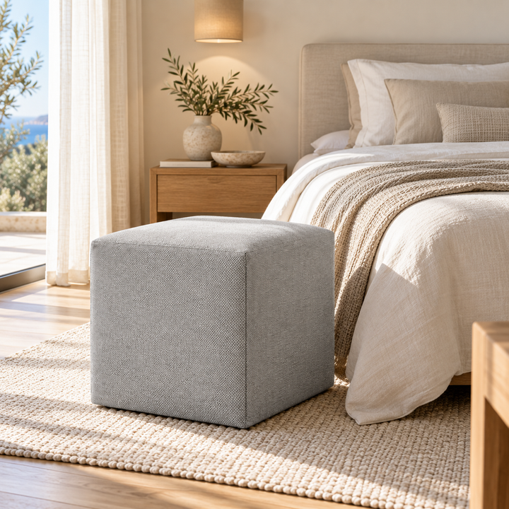 DADO TEX 42, Pouf repose-pieds en coton avec fermeture éclair 42x42 h42