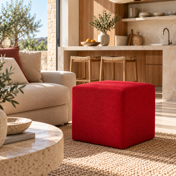 DADO TEX 42, Pouf repose-pieds en coton avec fermeture éclair 42x42 h42