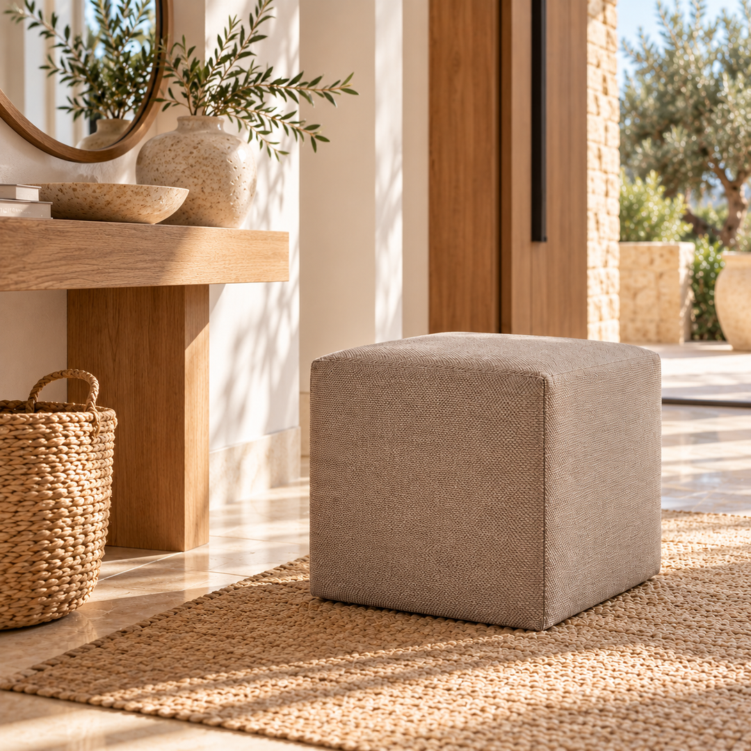 DADO TEX 42, Pouf repose-pieds en coton avec fermeture éclair 42x42 h42