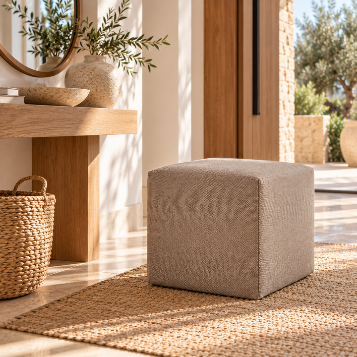 DADO TEX 42, Pouf repose-pieds en coton avec fermeture éclair 42x42 h42