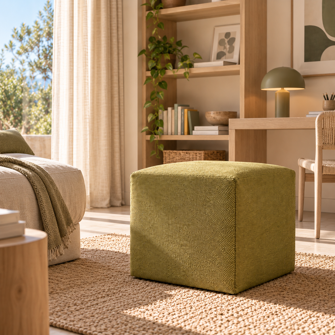 DADO TEX 42, Pouf repose-pieds en coton avec fermeture éclair 42x42 h42