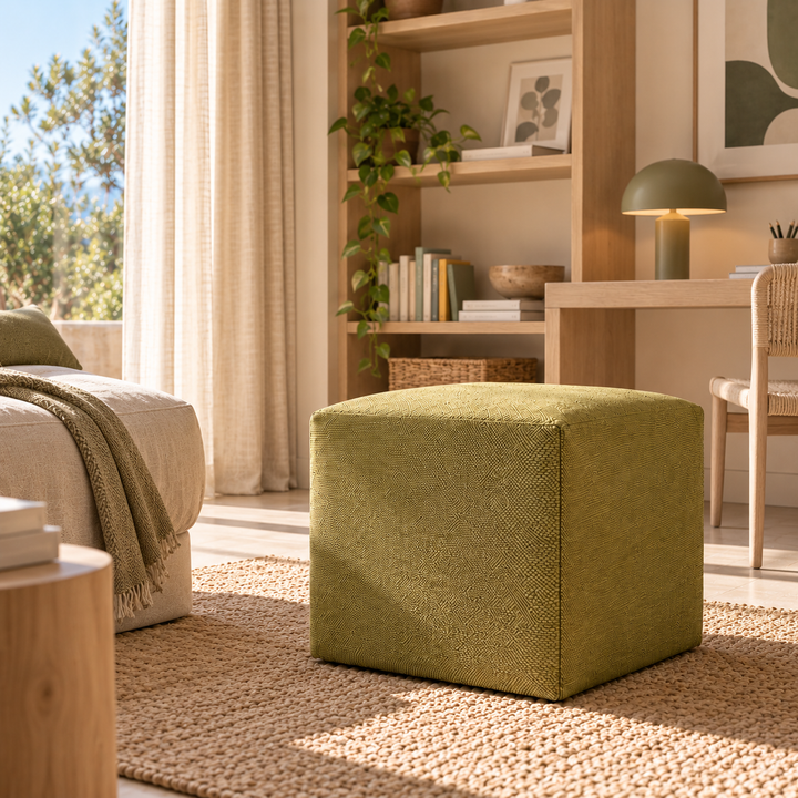 DADO TEX 42, Pouf repose-pieds en coton avec fermeture éclair 42x42 h42