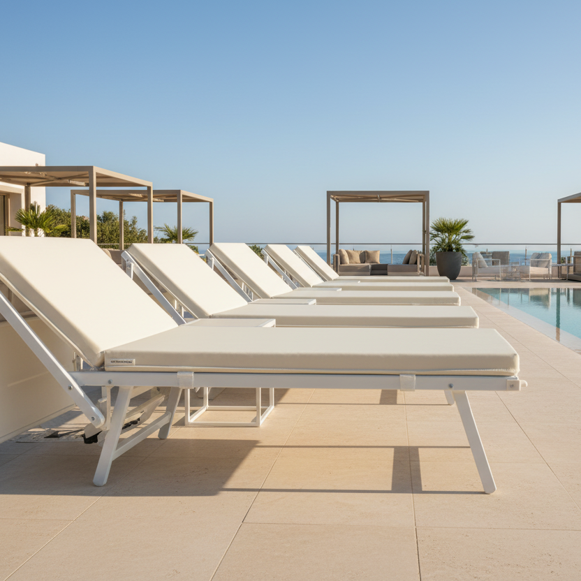 Materassino professionale per stabilimenti balneari Arketicom con ganci in skay marino