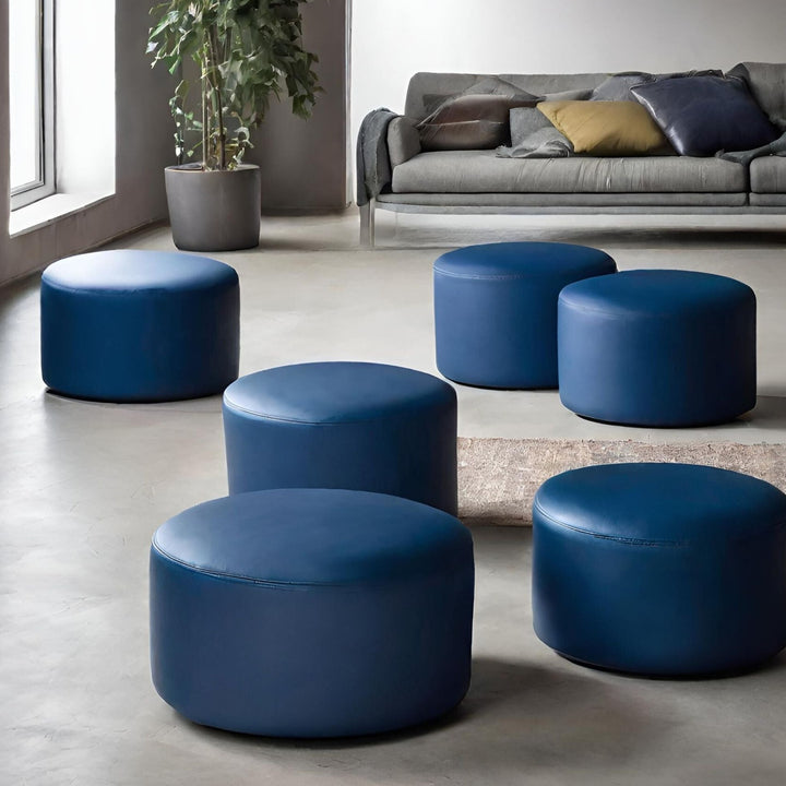 Sedute pouf in ecopelle blu notte, Arketicom