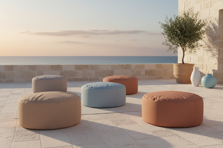 SOFT CHILL OUTDOOR 80, Pouf rond déhoussable pour extérieur 80 x h42