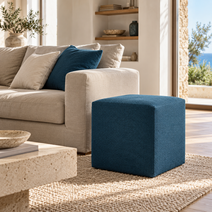 DADO TEX 42, Pouf repose-pieds en coton avec fermeture éclair 42x42 h42