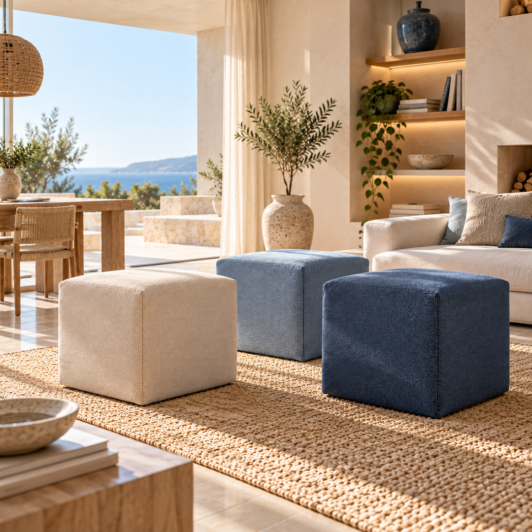 DADO TEX 42, Pouf repose-pieds en coton avec fermeture éclair 42x42 h42