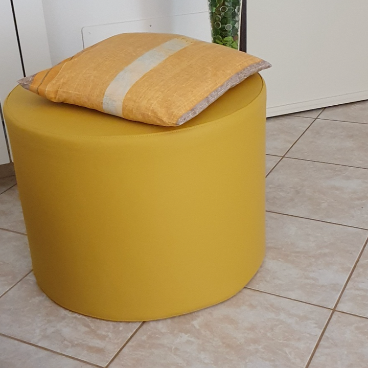 Arketicom, Copri pouf in ecopelle con cerniera per Pouf cilindro o CHILL da 42 H 42 cm giallo senape