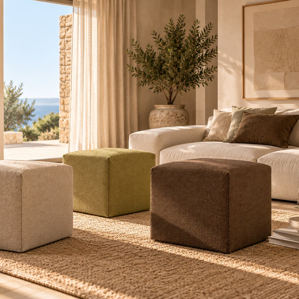 DADO TEX 42, Pouf repose-pieds en coton avec fermeture éclair 42x42 h42