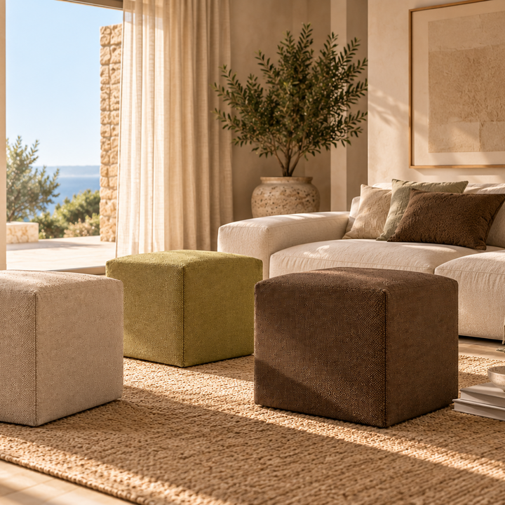 DADO TEX 42, Pouf repose-pieds en coton avec fermeture éclair 42x42 h42