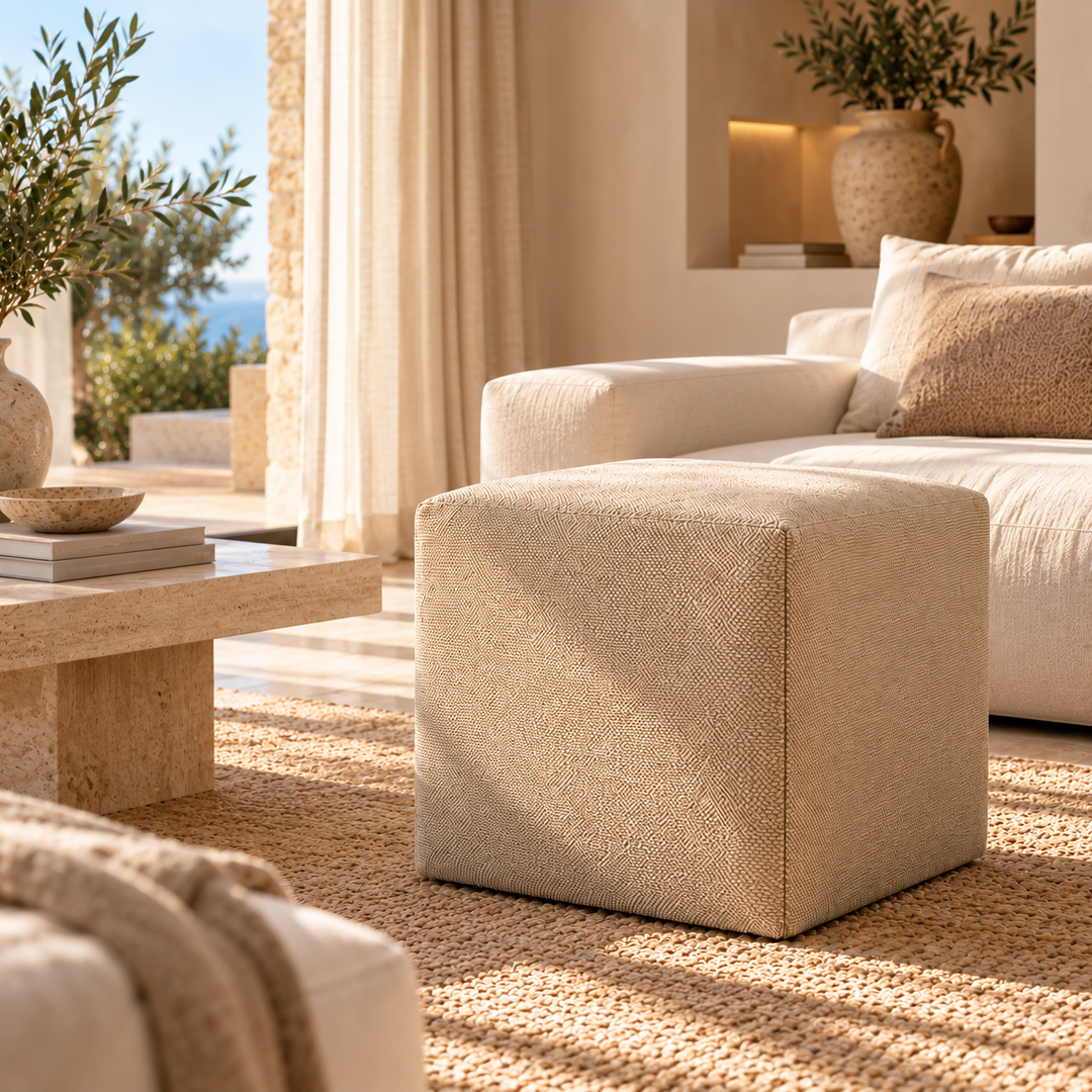 DADO TEX 42, Pouf repose-pieds en coton avec fermeture éclair 42x42 h42