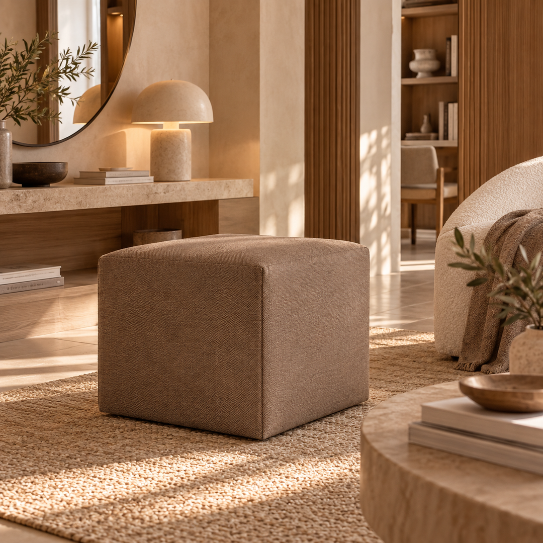 DADO TEX 42, Pouf repose-pieds en coton avec fermeture éclair 42x42 h42