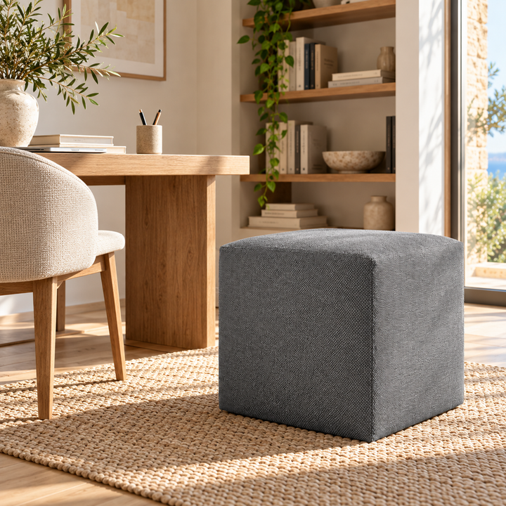 DADO TEX 42, Pouf repose-pieds en coton avec fermeture éclair 42x42 h42