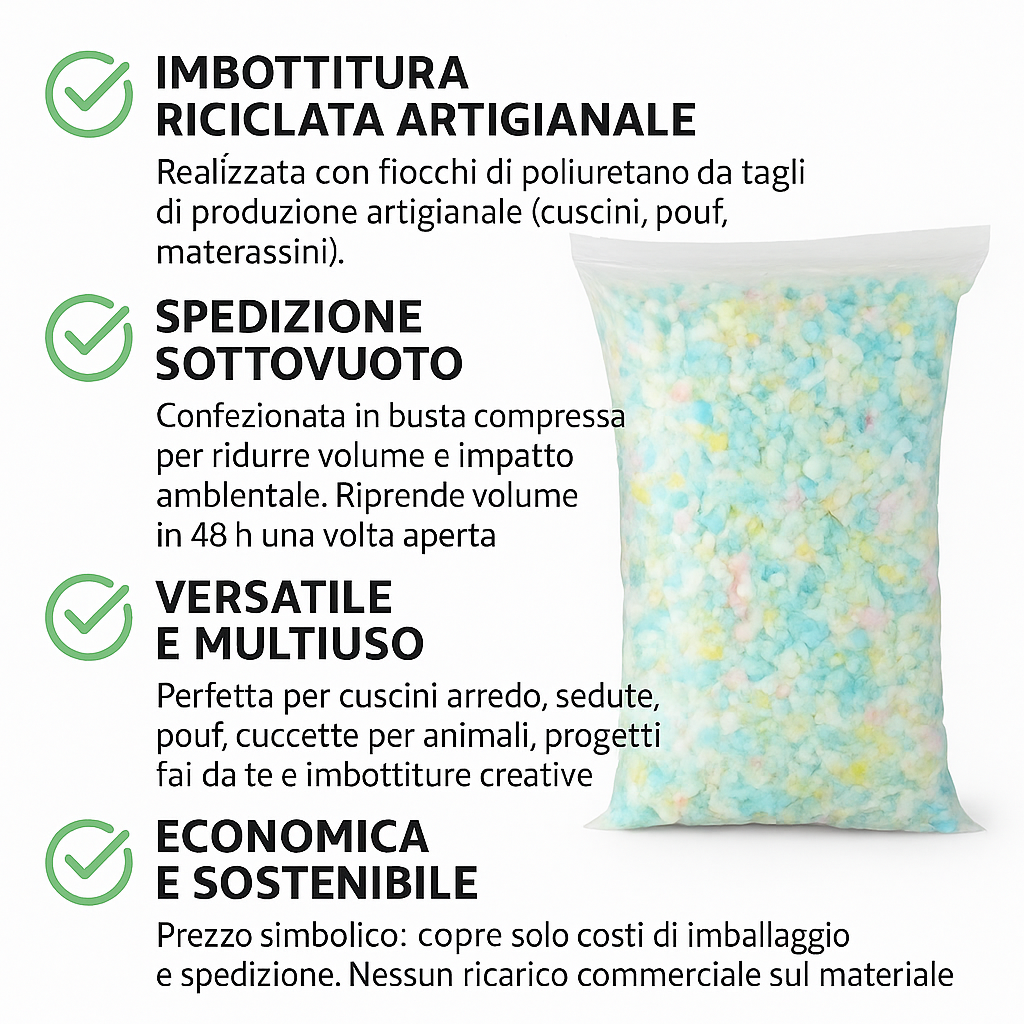 FIOCCHI DI SCHIUMA, Truciolo di Poliuretano per imbottitura