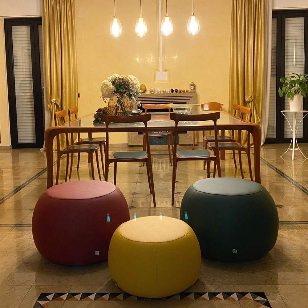 COCOON ECO M,  Pouf Rotondo in Ecopelle 64x45