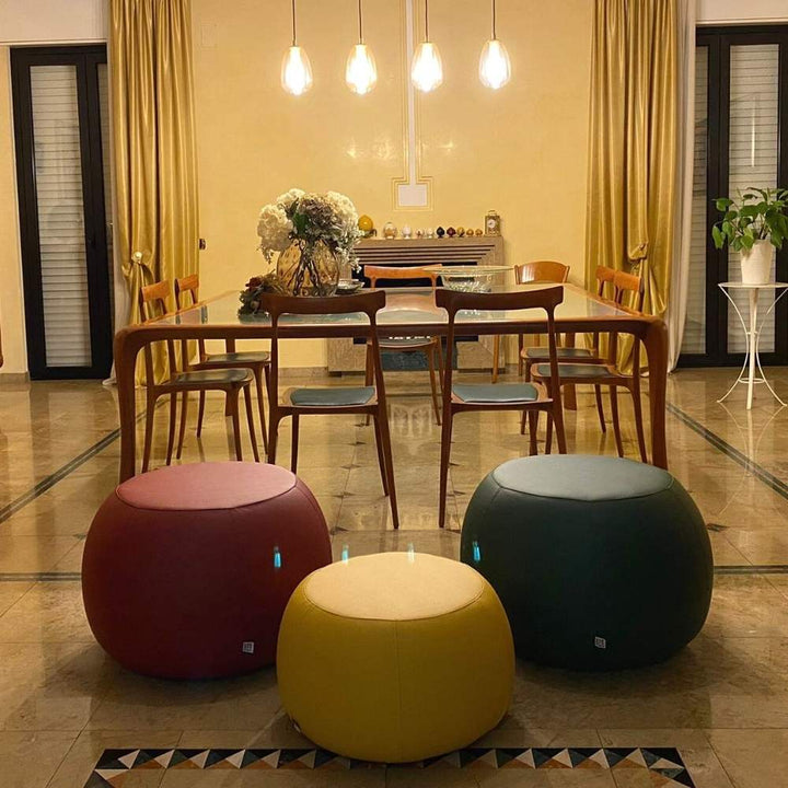 COCOON ECO M,  Pouf Rotondo in Ecopelle 64x45