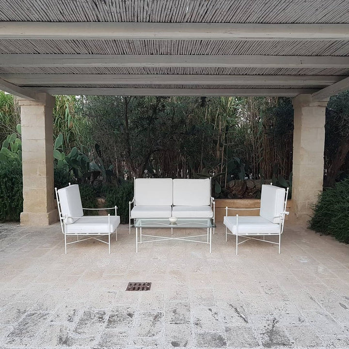 Cuscini per pallet o panche bianchi in cotone sotto un patio coperto #color_bianco (2036762869829)