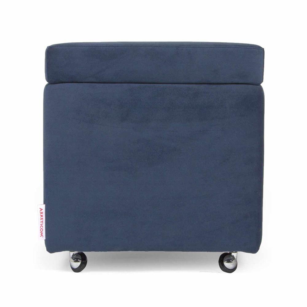 PANDORA 42 MF SWING | Pouf Contenitore Cubo con Ruote in Microfibra #color_blu (2036950827077)