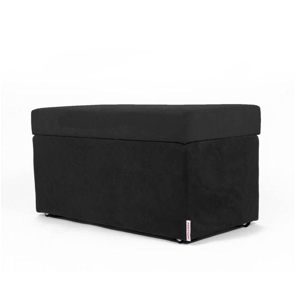 Pouf Panca Contenitore sfoderabile con ruote in tessuto microfibra nero, Pandora Swing Arketicom #color_nero (2036952301637)