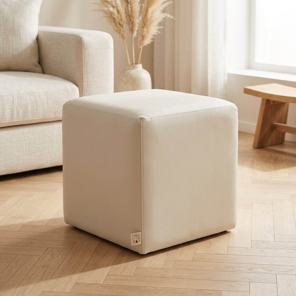 DADO ECO 35, Pouf in Ecopelle Sfoderabile Beige Arketicom