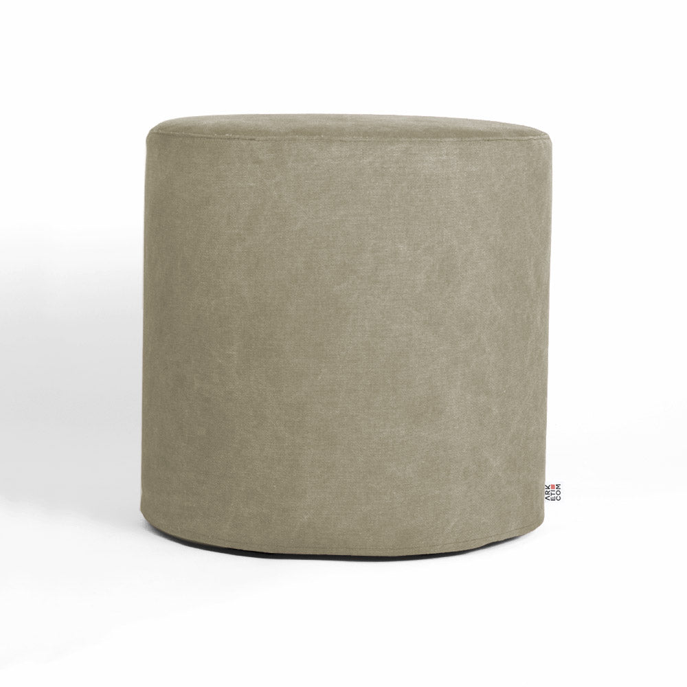 CYLINDER | Pouf Poggiapiedi Rotondo in Cotone con Piedini (2020398661701) (6096694837442)