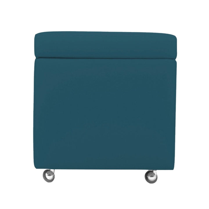 PANDORA 42 MF SWING, Pouf Contenitore Cubo con Ruote in Microfibra #color_verde-petrolio (2036950827077)