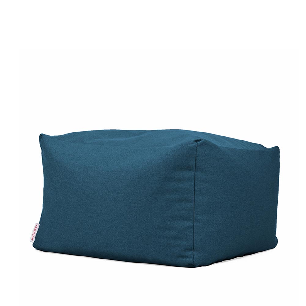Pouf a sacco quadrato in tessuto trama misto cotone misure cm 65x65x42 sfoderabile e lavabile colore blu navi Soft Cube Arketicom (6068617347266)