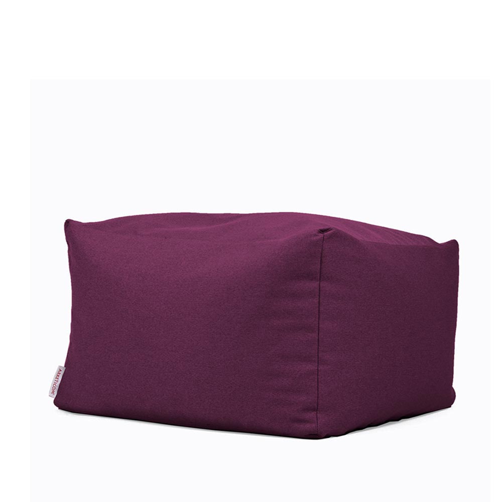 Pouf a sacco quadrato in tessuto trama misto cotone misure cm 65x65x42 sfoderabile e lavabile colore viola Soft Cube Arketicom (6068617347266)