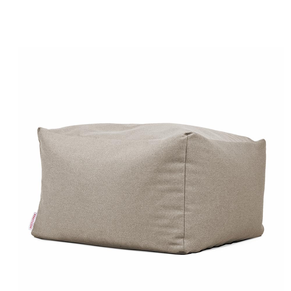 Pouf a sacco quadrato in tessuto trama misto cotone misure cm 65x65x42 sfoderabile e lavabile colore grigio beige Soft Cube Arketicom (6068573470914)