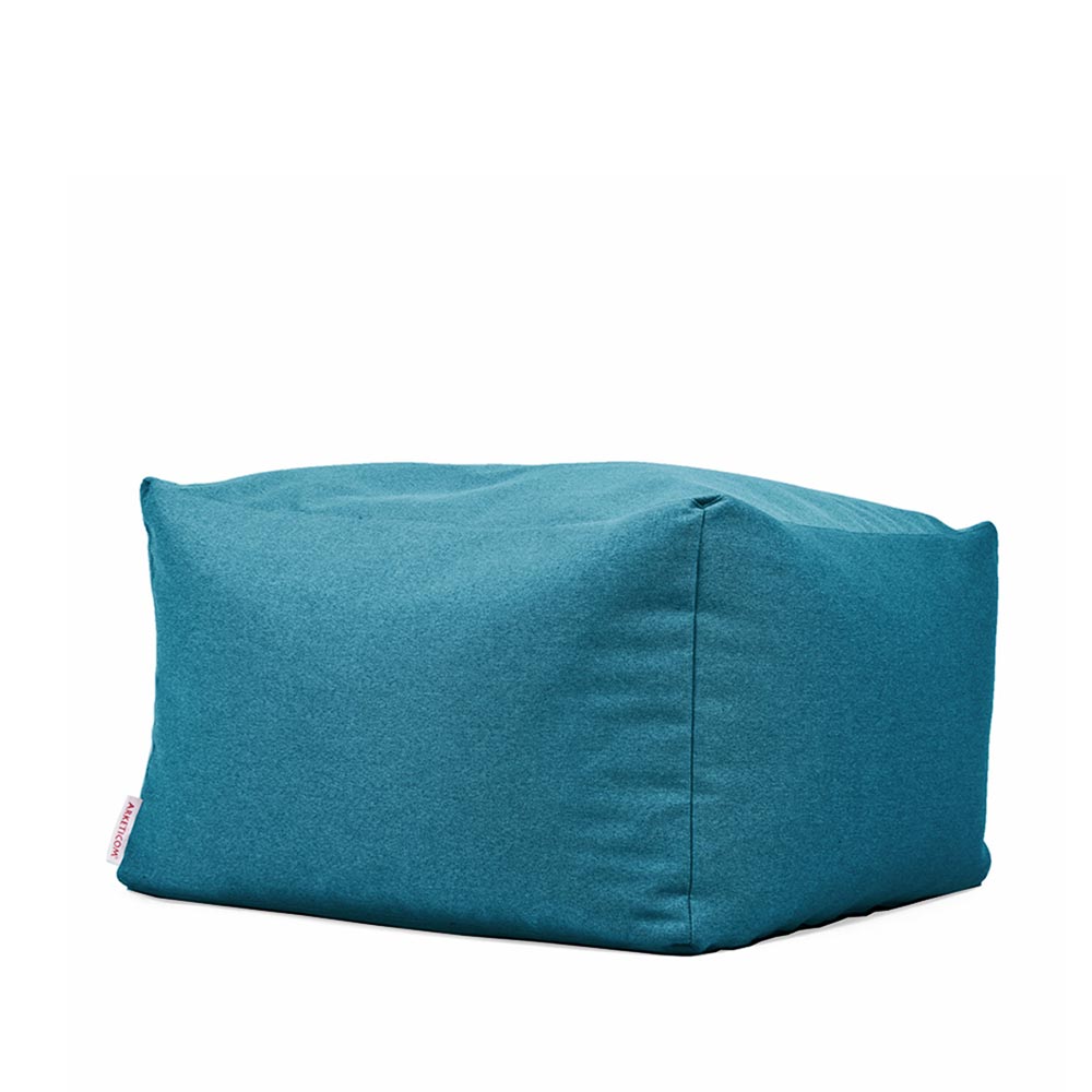 Pouf a sacco quadrato in tessuto trama misto cotone misure cm 65x65x42 sfoderabile e lavabile colore blu petrolio Soft Cube Arketicom (6068617347266)